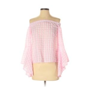 LF SEEK THE LABEL Gingham Top Pink White S